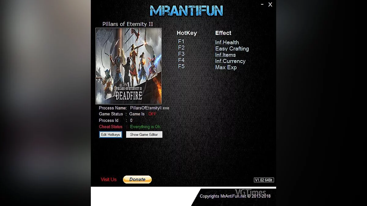 Pillars of Eternity 2: Deadfire — Трейнер / Trainer (+5) [V3.0.0.0018] [MrAntiFun]