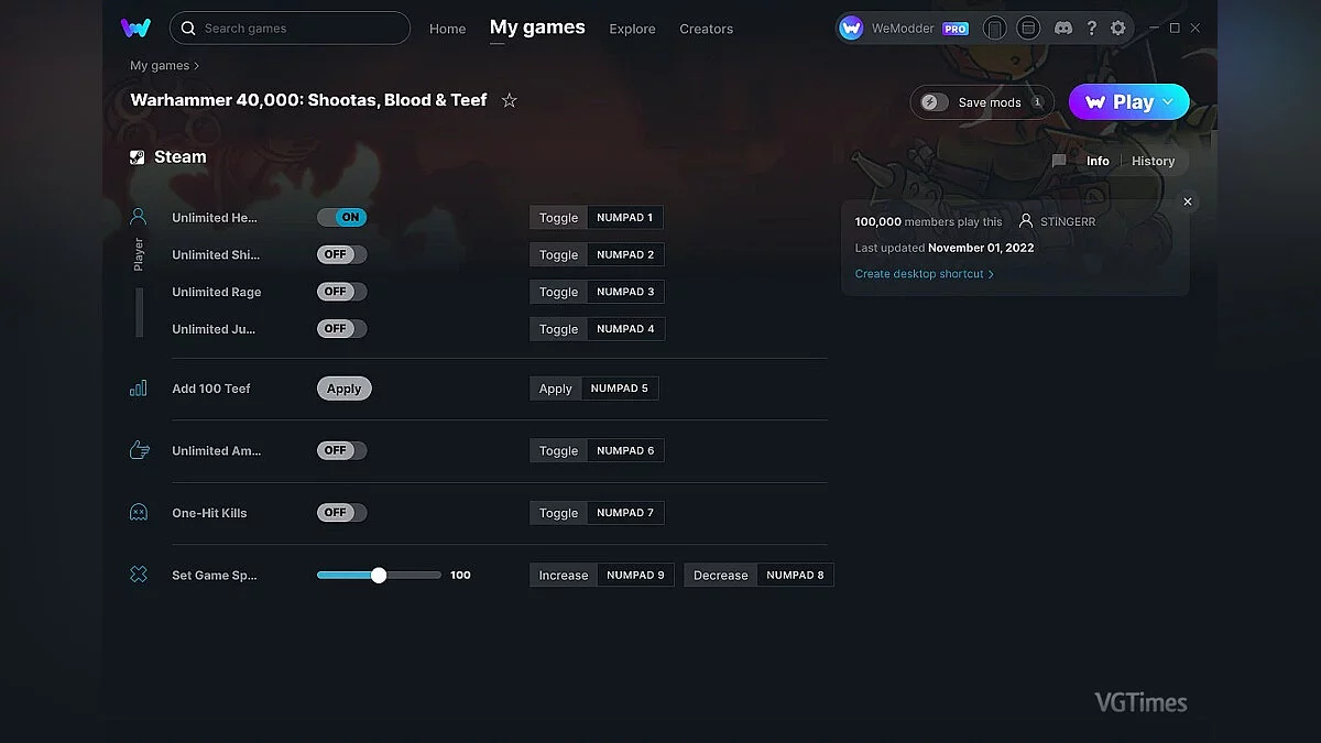 Warhammer 40,000: Shootas, Blood &amp; Teef — Трейнер (+8) от 01.11.2022 [WeMod]