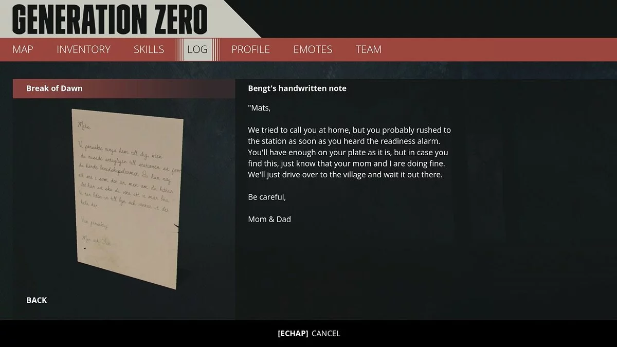 Generation Zero - Персонаж и его умения