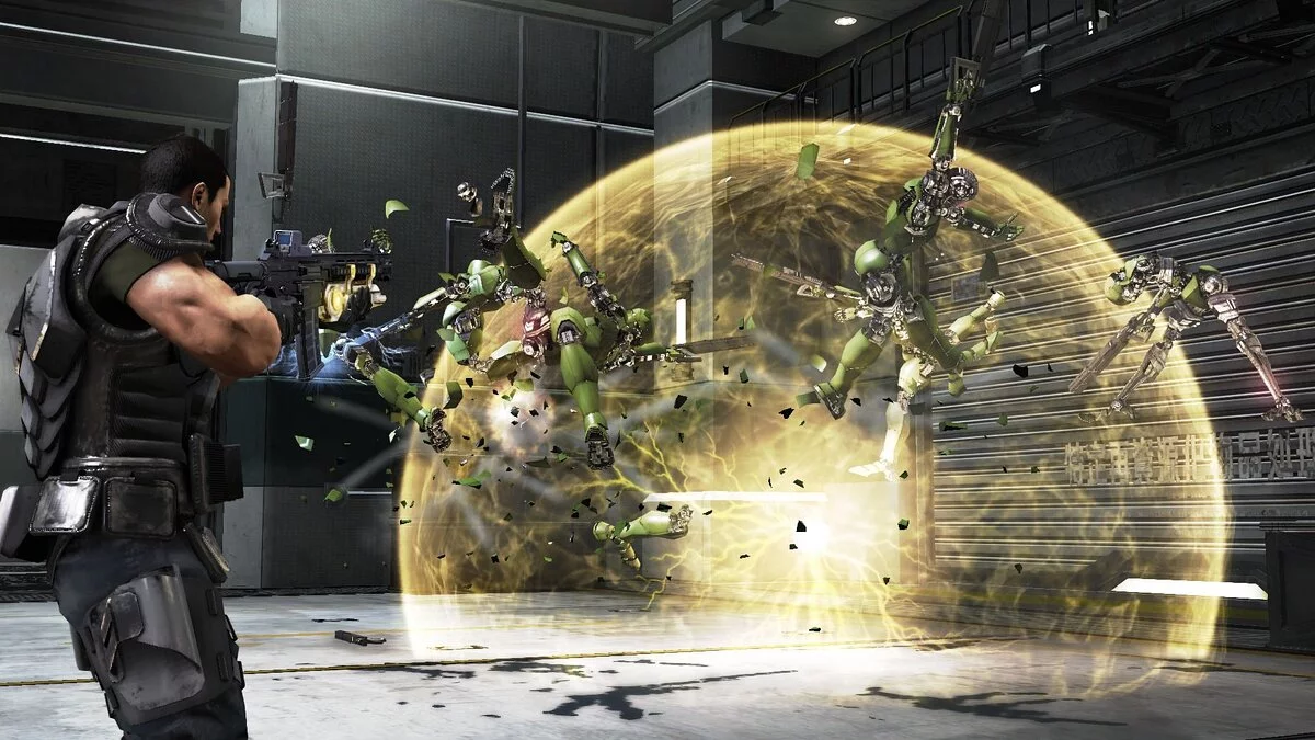 Металлические детали роботов в этой игре разлетаются во все стороны тоннами.